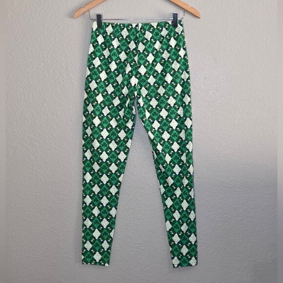 NOBO Green St. Patricks Day Leggings Clover Shamrock Diamond - Picture 3 of 12